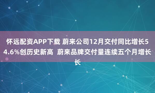 怀远配资APP下载 蔚来公司12月交付同比增长54.6%创历史新高  蔚来品牌交付量连续五个月增长